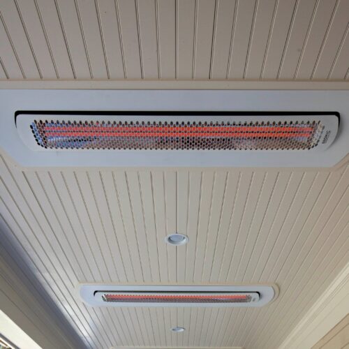 Electric Porch Heater - Tungsten Electric in White  Recessed into Ceiling on Porch