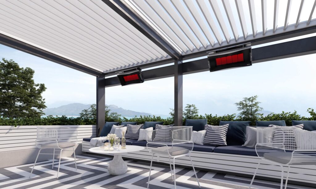 Wall Mounted Outdoor Heater - Platinum Gas Heater on Terrace