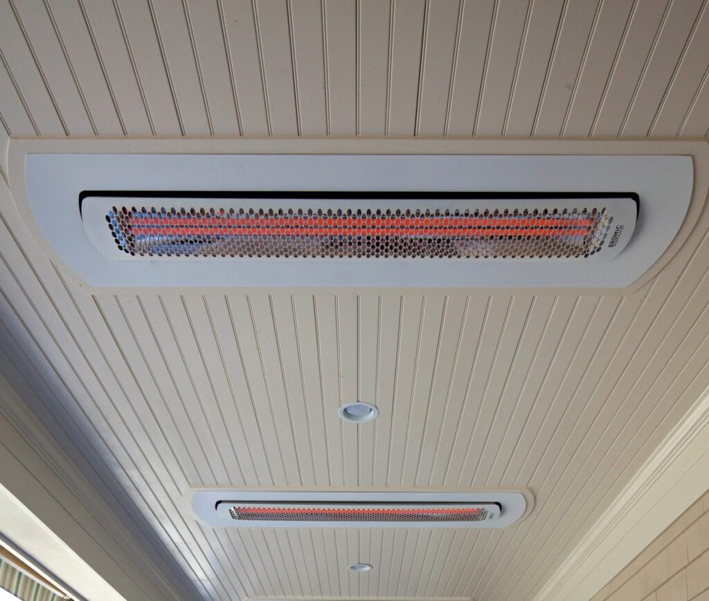 Electric Porch Heater - Tungsten Electric in White  Recessed into Ceiling on Porch